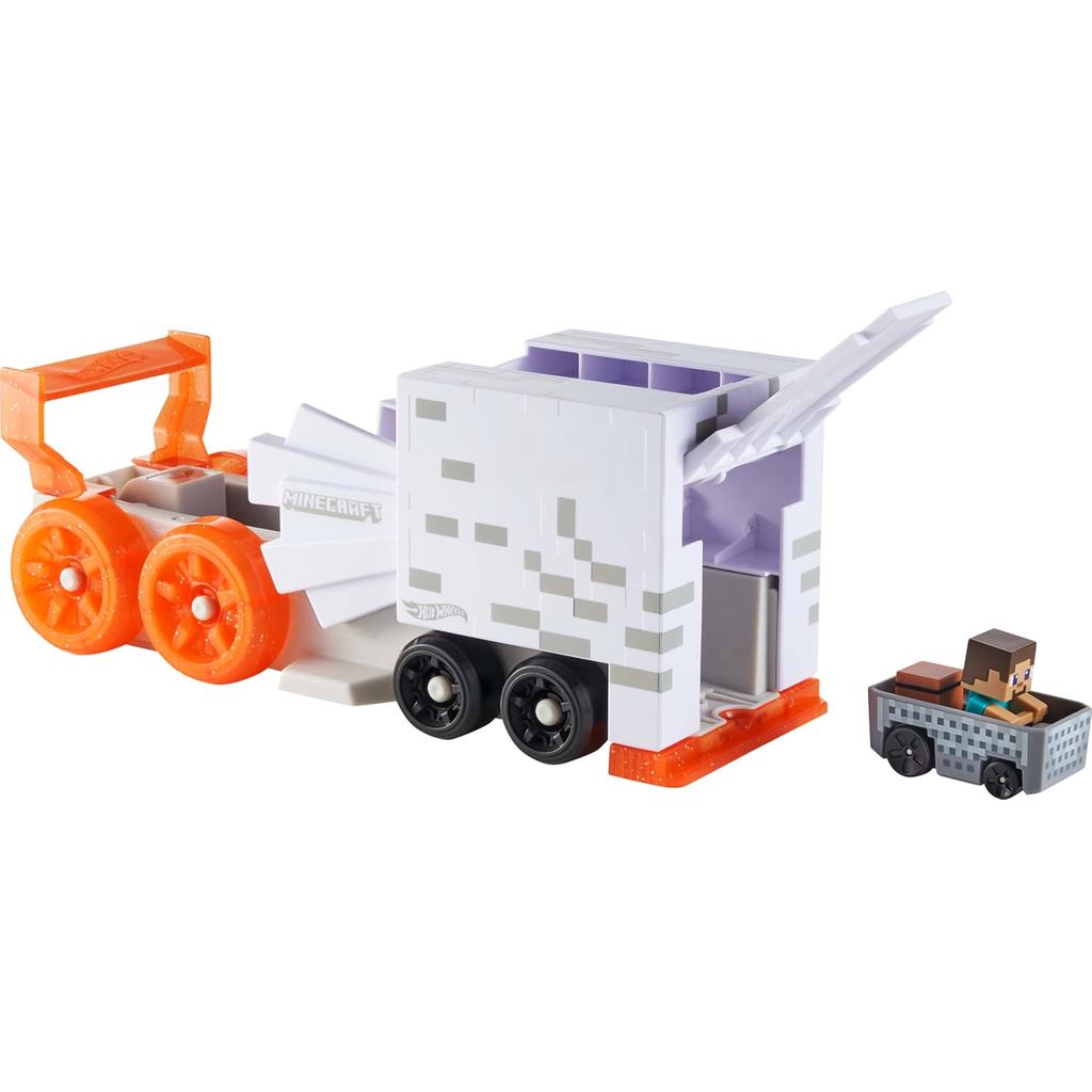 Bộ đường đua xe đồ chơi Hot Wheels, RacerVerse Minecraft Ghast Phóng quy mô lớn và Hauler với & Die-