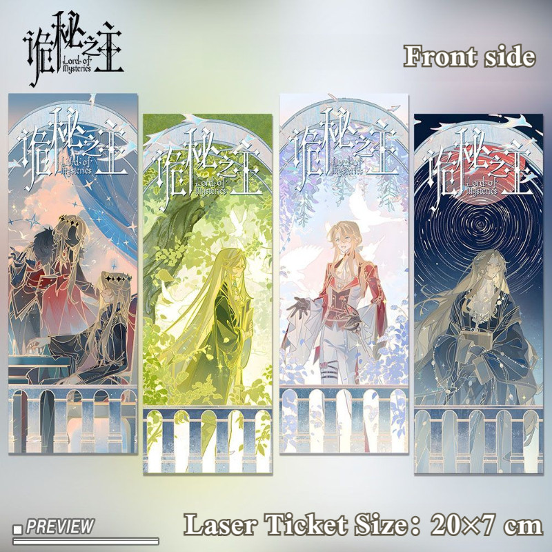 Bộ vé Laser ba chiều được Fanmade Lord of Mysteries - Trunsoest, Aristar, 20x7cm, Giấy tráng 4 mảnh 