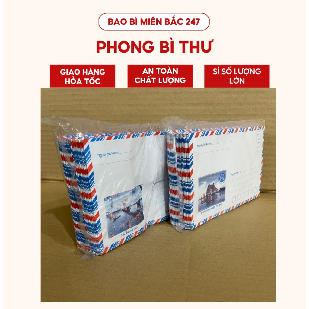 Túi 100 phong bì thư phong bì bưu điện loại đẹp có keo dán