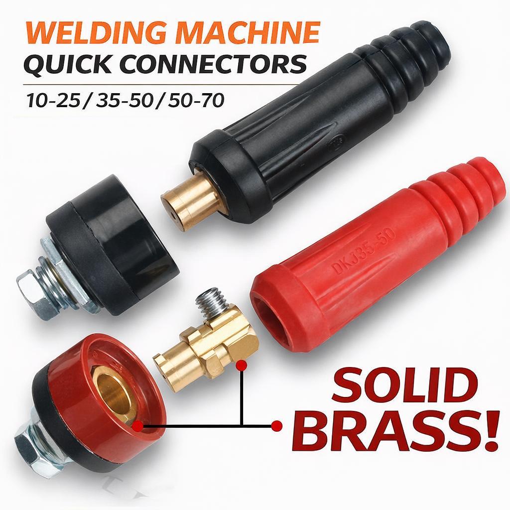 Máy Hàn Châu Âu Đầu Nối Nhanh Cáp Hàn Full Đồng Ổ Cắm DKJ10 25 DKJ35 50 DKJ50 70 Đa Năng TIG MMA Máy