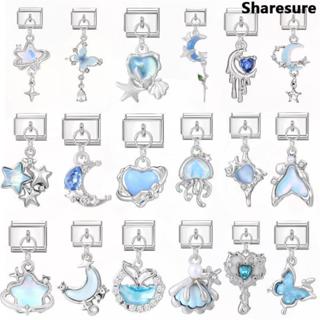 Bán chạy mặt dây chuyền và vòng tay thép không gỉ màu xanh, thiết kế DIY retro cá tính