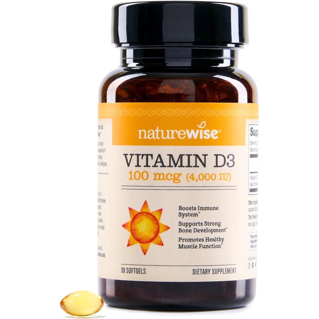 NatureWise Vitamin D3 4000iu (100 mcg) Cung cấp 30 ngày để hỗ trợ miễn dịch, chức năng cơ bắp khỏe m