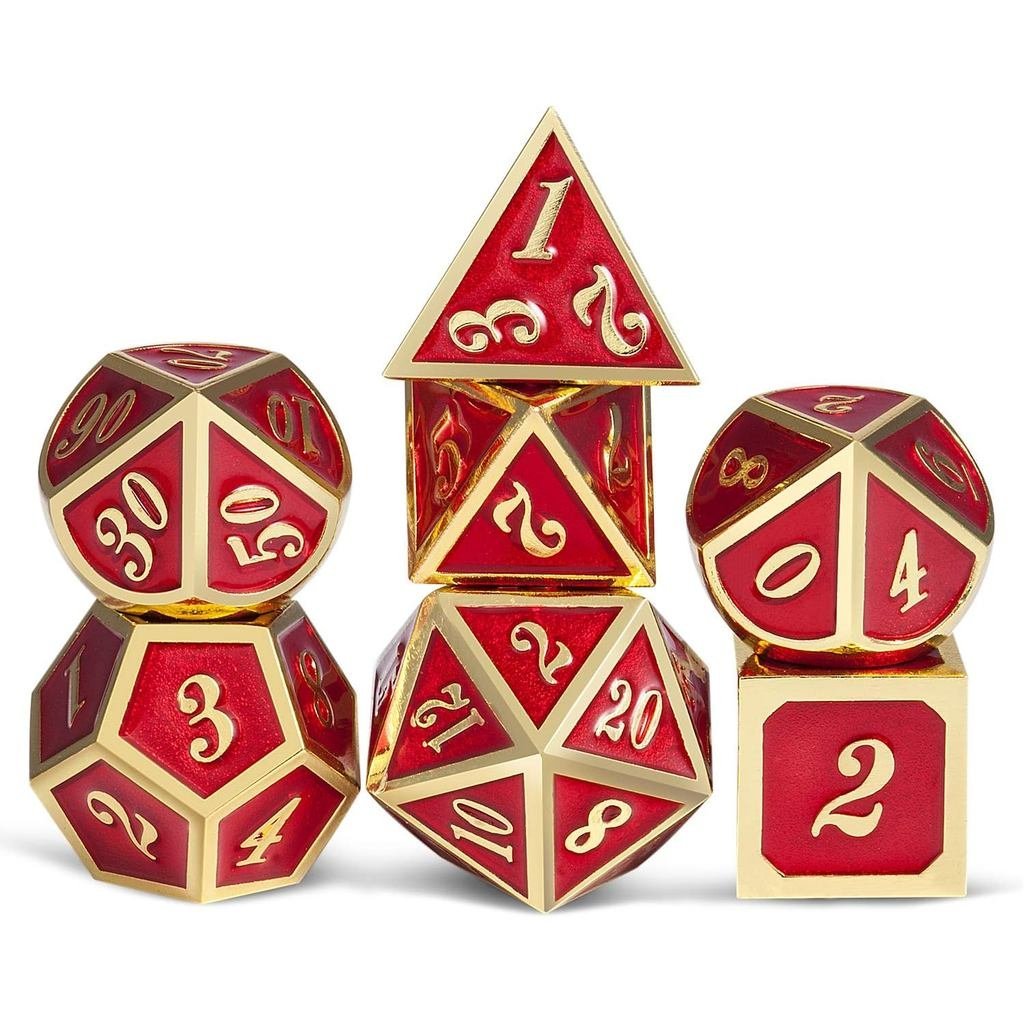 Ruby Red DND Metal Dice, DnDnD 7 CÁI Bộ xúc xắc kim loại cho trò chơi Dungeons và Dragons