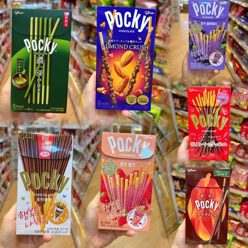 Hồng Kông Daigou Nhập Khẩu Glico Baiqi Sô Cô La Siêu Thịt Bánh Quy Đóng Hộp Quả Việt Nam Dâu Tây Ăn 