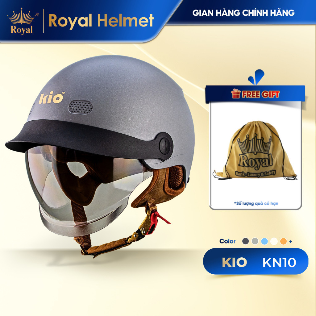 [KIO x Helmet Premium] Mũ Bảo Hiểm Nửa Đầu Kio KN10K - Kính Âm Phủ Nano Lưỡi Trai, Thông Gió, Lót Êm