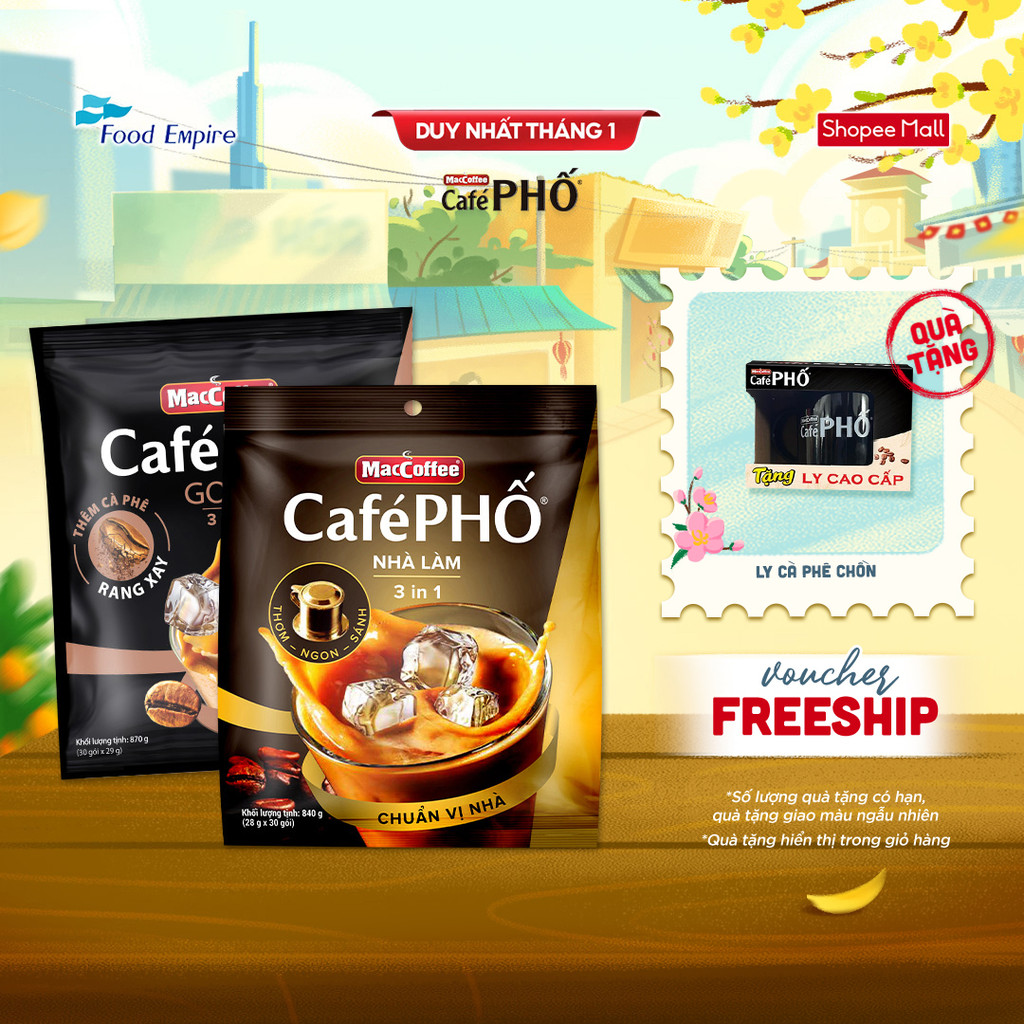 Combo 1 Túi cà phê MacCoffee Phố Nhà làm & 1 Phố Sữa Đá Gold