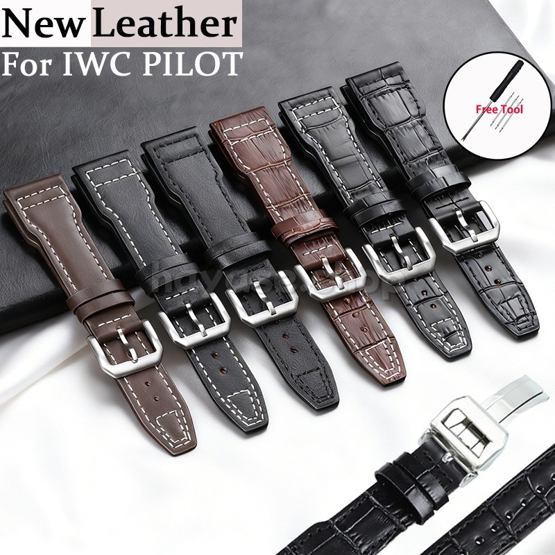 20 / 21 / 22mm cho IWC PILOT Vintage Tre Da Thật Chính Hãng Dây Đeo Đồng Hồ Vòng Tay Thay Thế Da Bò 