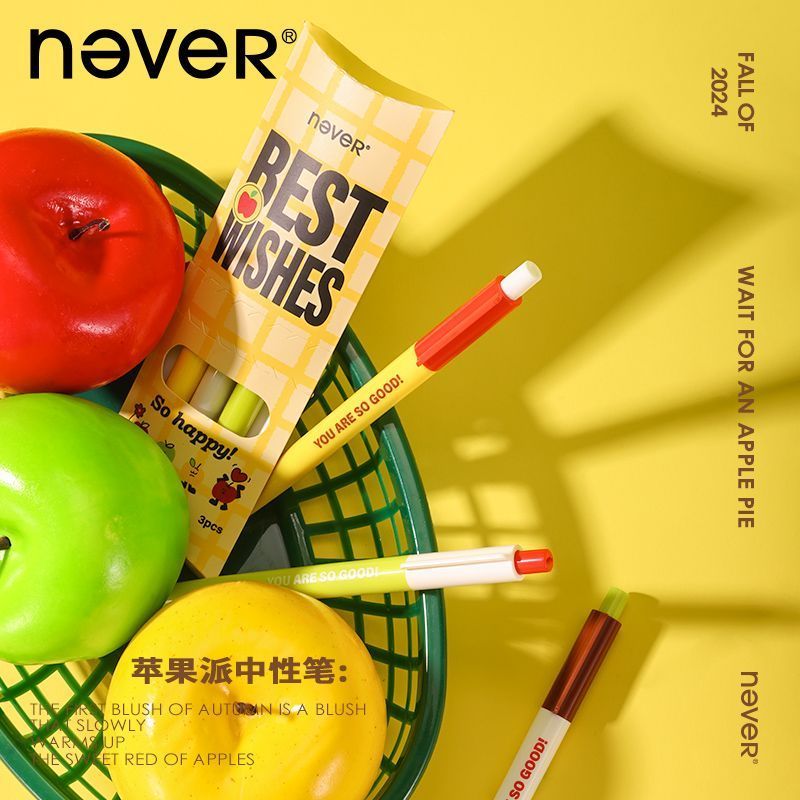 [Flagship chính thức] không bao giờ Apple Pie Pen Đen Nhanh khô st Press Medium Pen Bút máy có giá t