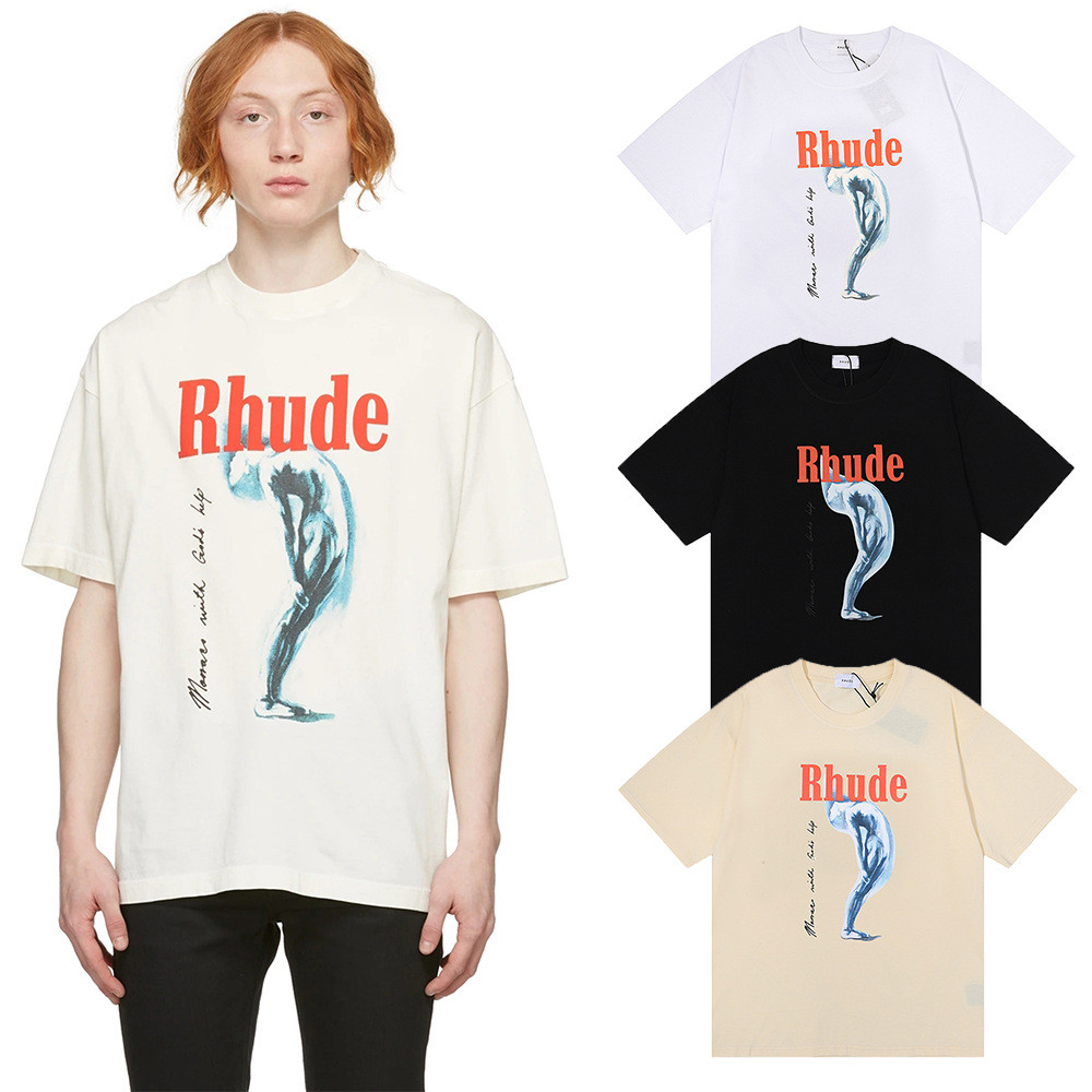 RIIZ Rhude Loose oversize Couple's Outfit American Style Print YYZP RHUDE Short Sleeve T Shirt Whole