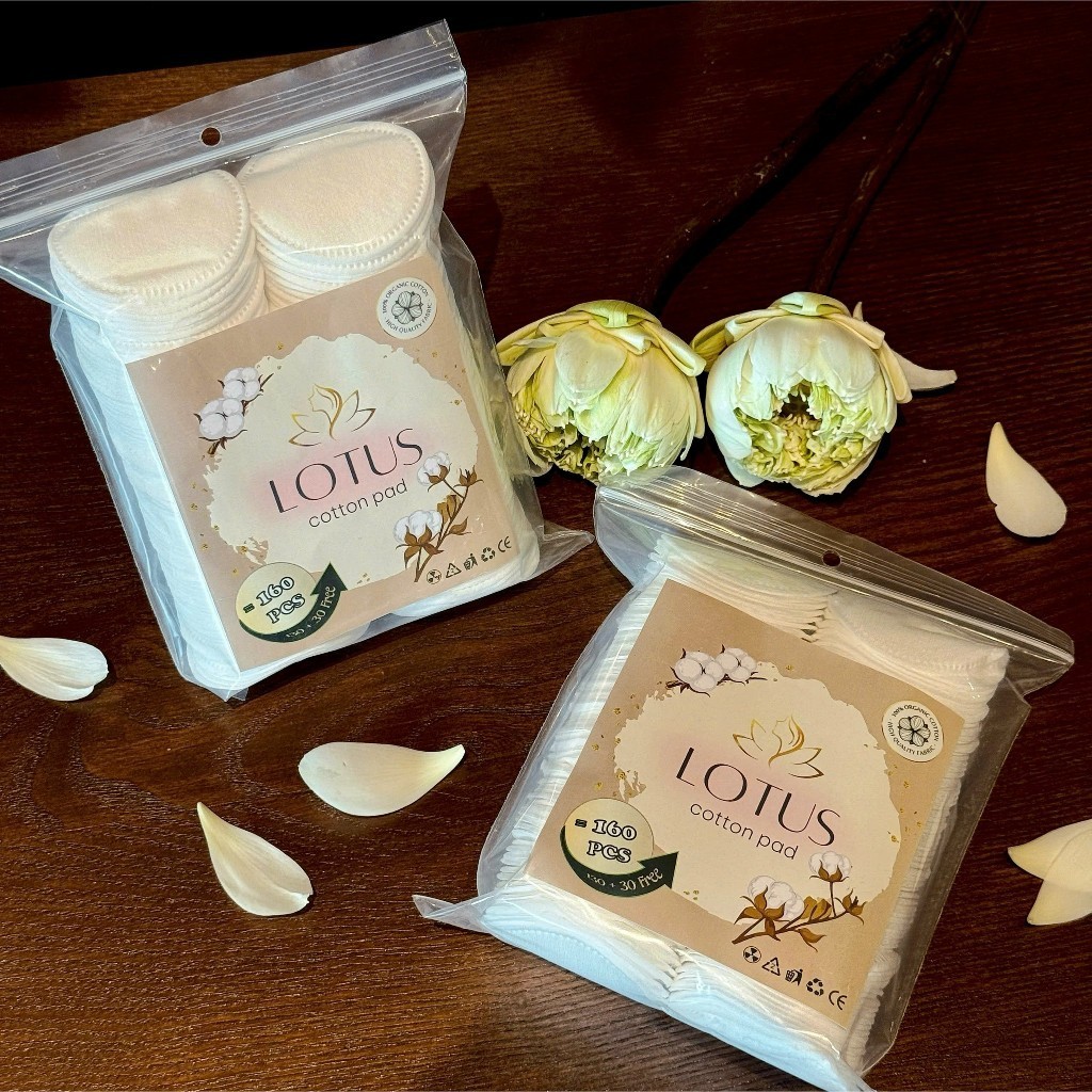 GÓI 130 MIẾNG] Bông Tẩy Trang LOTUS 130 Miếng 100% Cotton, Tiện Lợi, Ưu Việt Siêu Tiết Kiệm AILEE