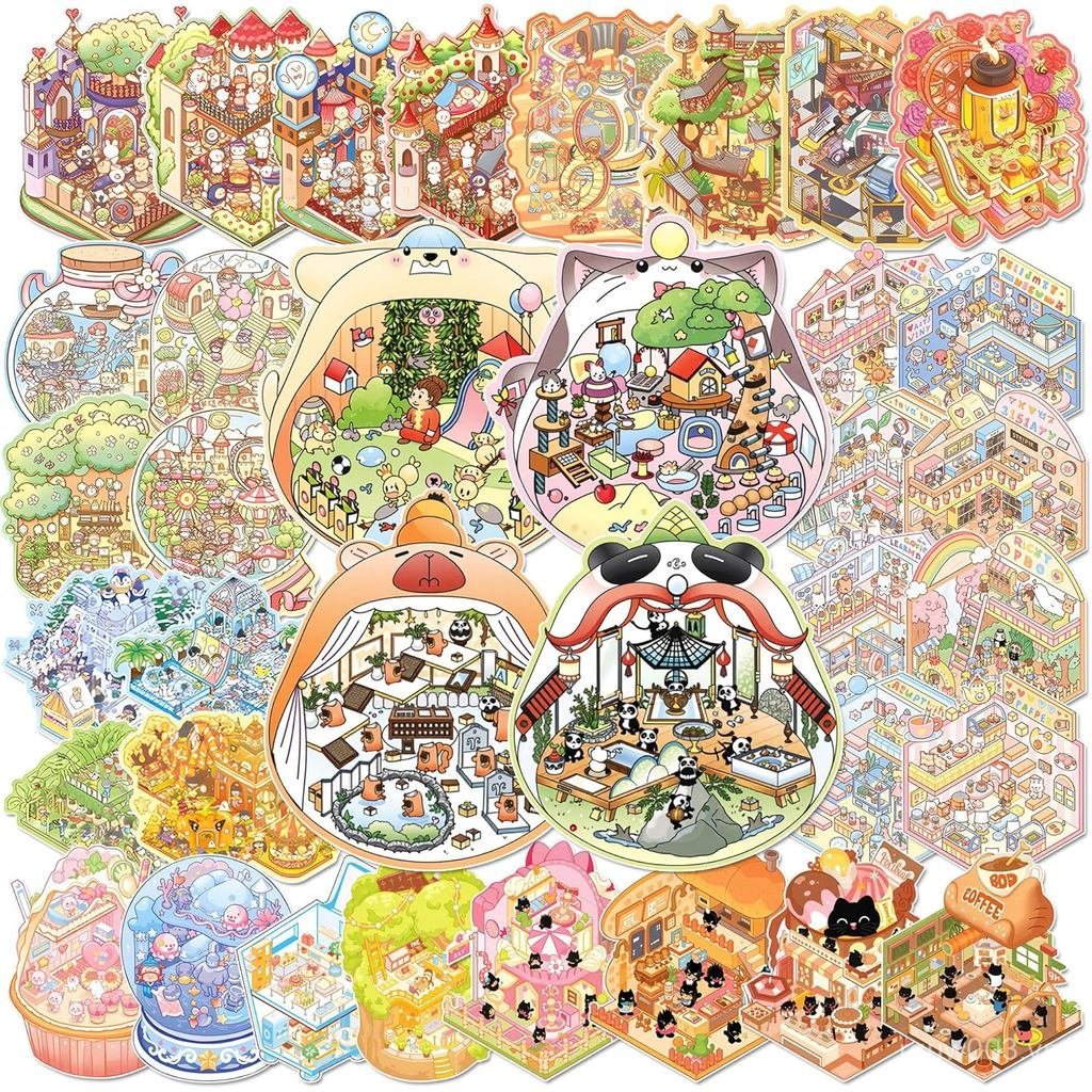 36 Bộ 3D Sticker Scene Craft Kit – Hoạt động thư giãn sáng tạo dành cho người lớn, Xây dựng cảnh thu