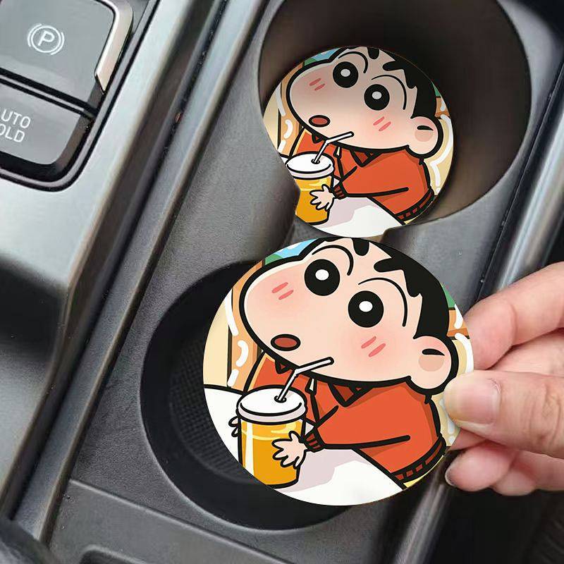 【Ready Stock】 Crayon Xiaoxin Car Coaster Car Cup Slot Storage Pad Car Interior Decoration Creative G
