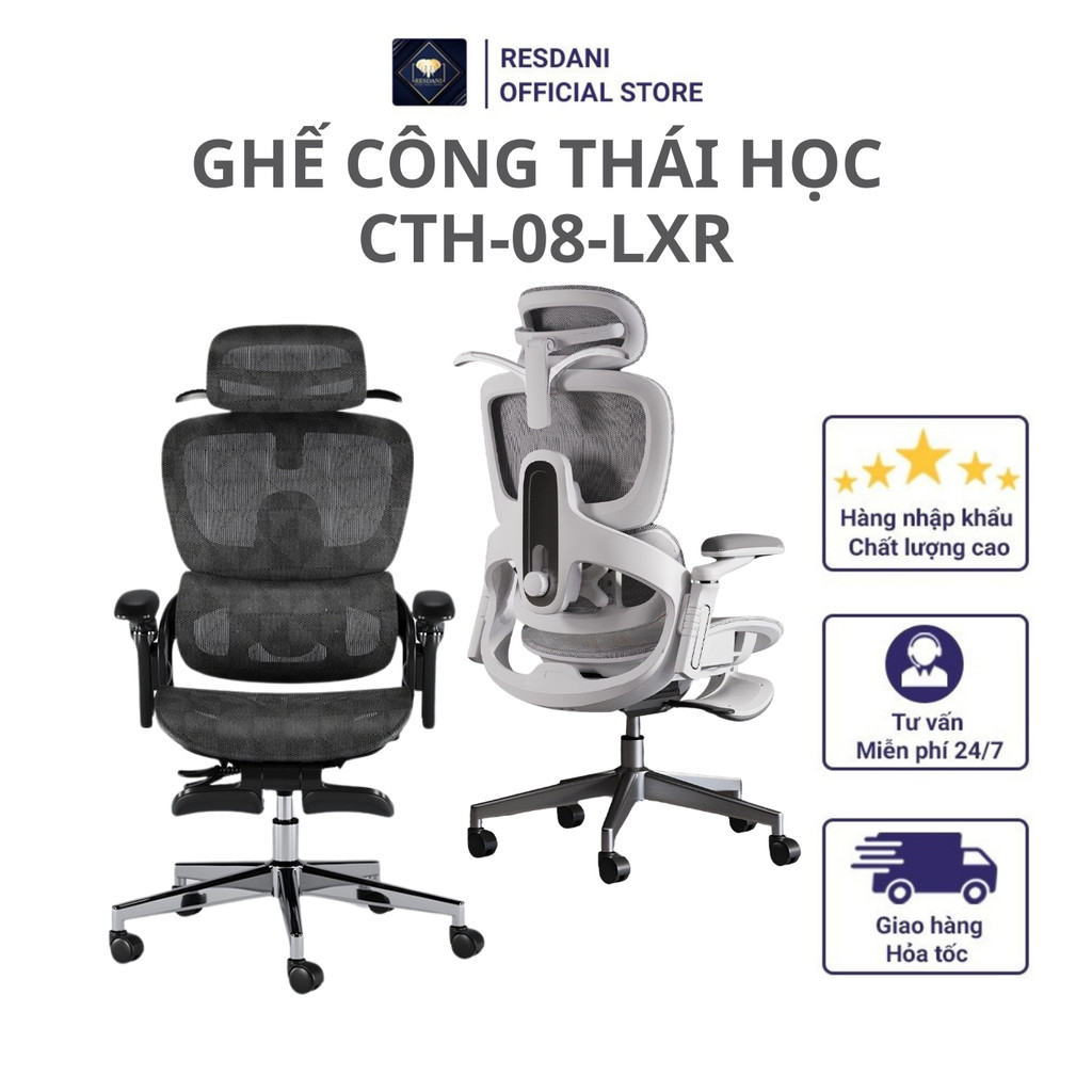 Ghế Xoay Công Thái Học Cao Cấp Bảo Vệ Cột Sống Làm Việc Văn Phòng Tựa Lưng Thay Đổi Linh Hoạt CTH-08