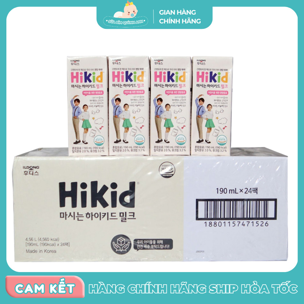 THÙNG sữa Hàn Quốc Hikid pha sẵn, sữa công thức pha sẵn Hikid hỗ trợ phát triển chiều cao, thùng 24 