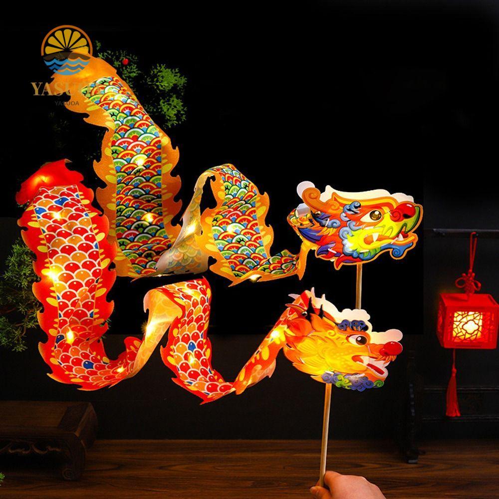 Đèn lồng múa rồng LARGLO, Đèn lồng rồng cầm tay chúc phúc truyền thống, Túi chất liệu DIY Trung Quốc