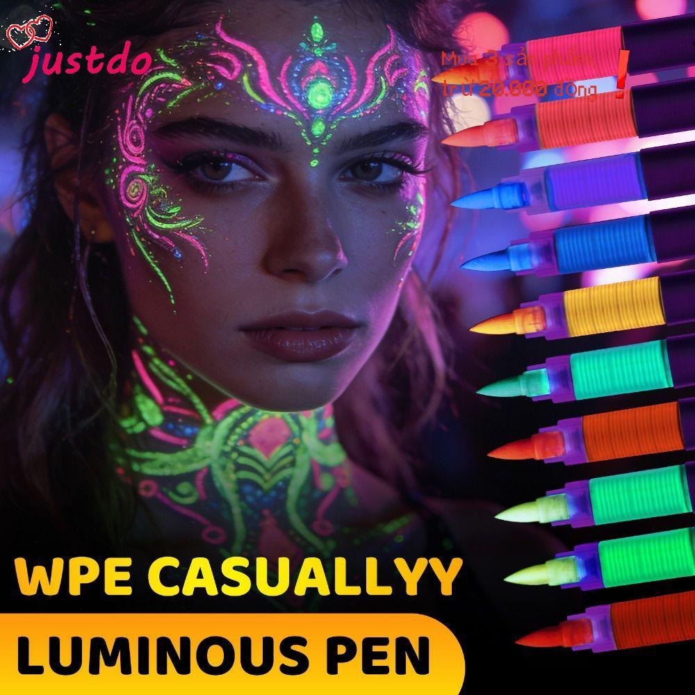 JUSTODO Glow in the Dark Body Paint, 10 màu có thể giặt được UV Neon Face Paint Markers, Creative Hu