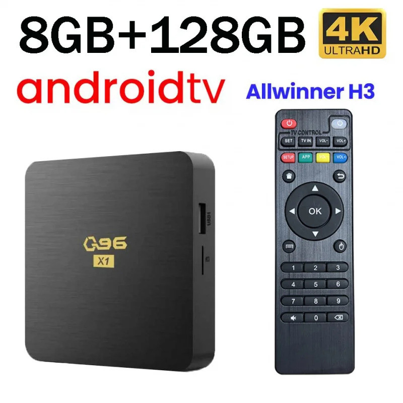 Iptv Q96 X1 Smart TV Box 8GB 128GB HD 4K 3D Android 13 WiFi Quad Core H.265 Player Home Theater set-