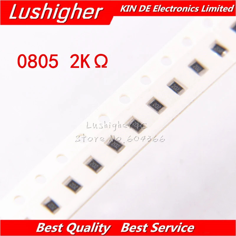 100 CÁI 0805 Điện trở SMD 5% 2K Ohm 202 2001 2.0Kohm 2000ohm