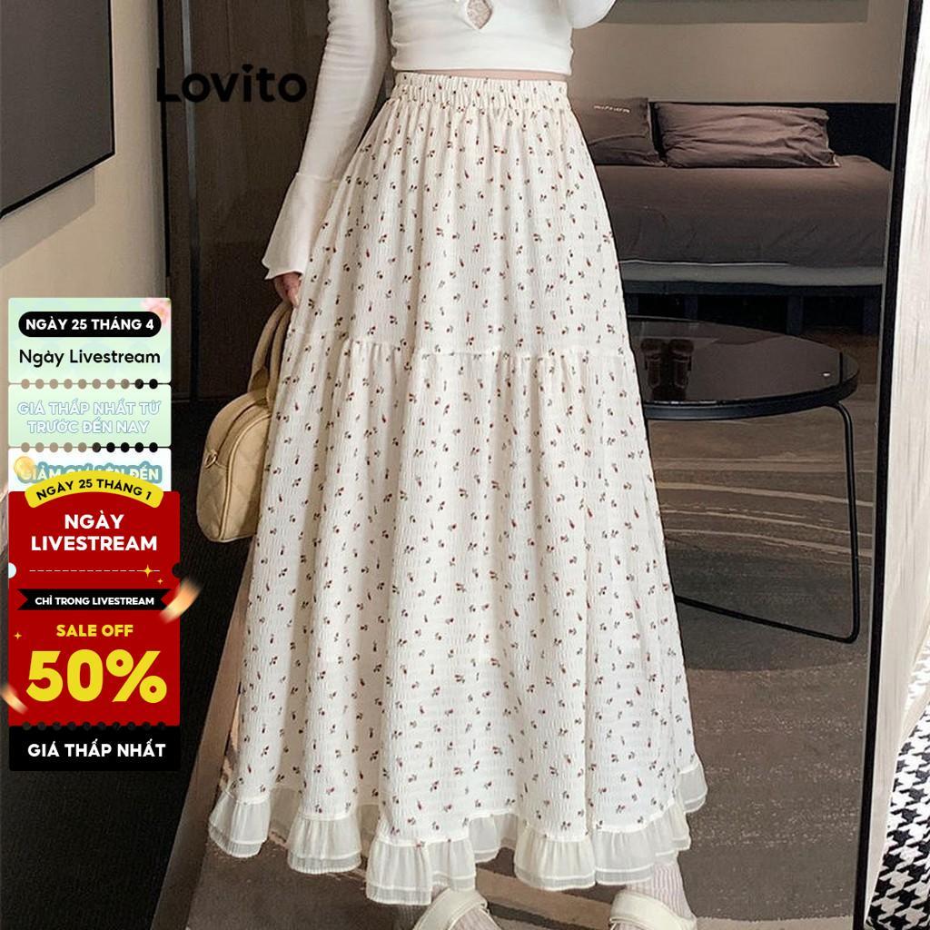 Lovito Váy thường ngày Váy xếp nếp hoa sang trọng dành cho nữ LNA60317