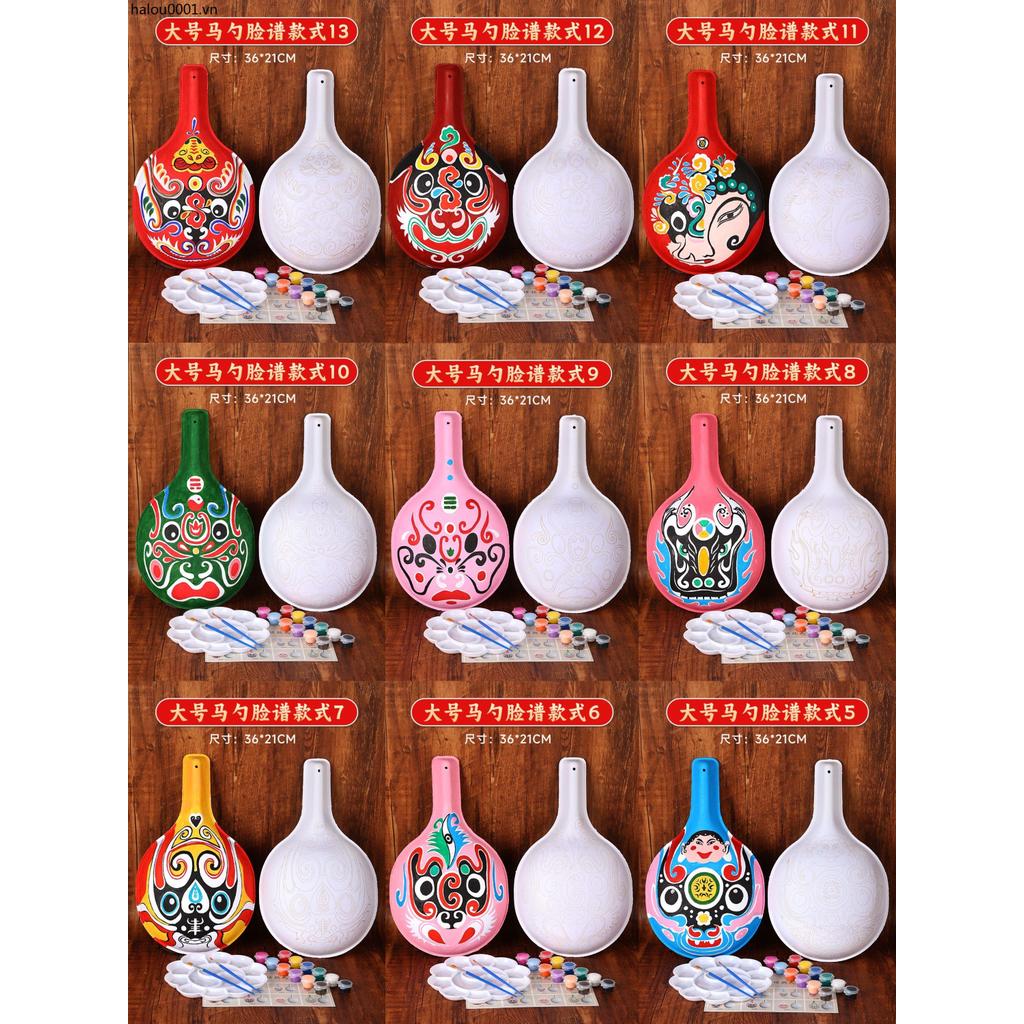 Trống Bột Mặt nạ DIY Sơn Ngựa Thìa Bắc Kinh Opera Facebook Sáng Tạo Trẻ Em Nghệ Thuật Vẽ Tay Gói Chấ