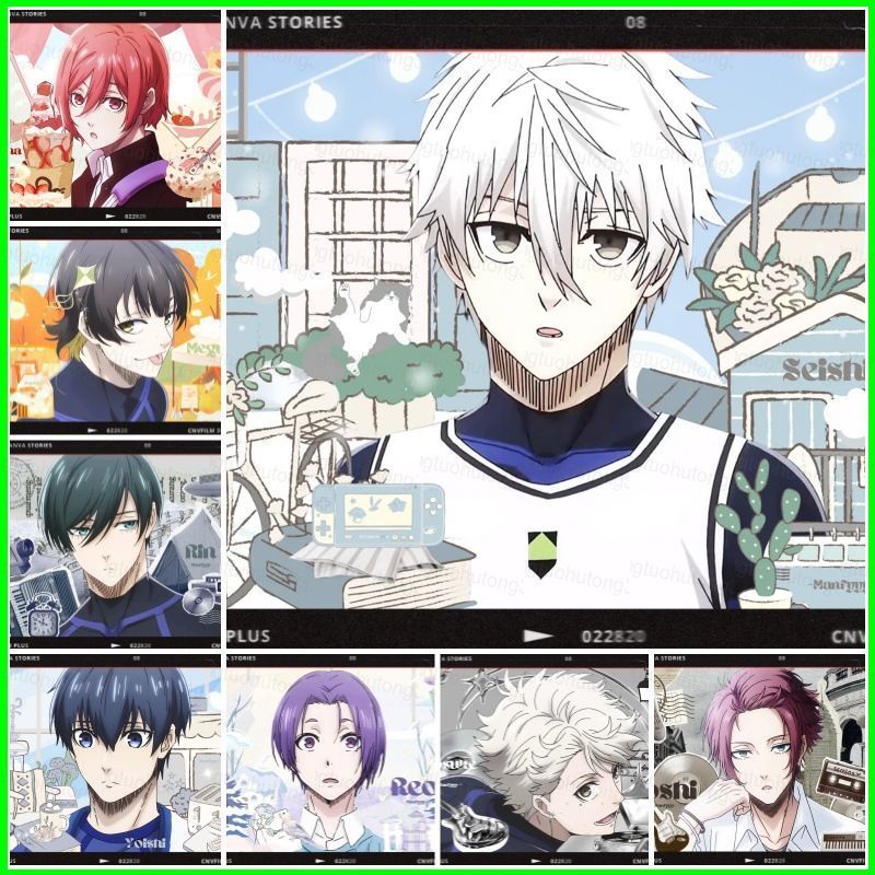 HT3 Blue Lock phim hoạt hình poster tự dính dán tường trang trí tranh Bachira Meguru Isagi Yoichi TH