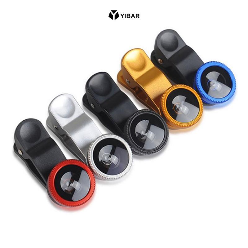 YIBAR 3In1 Ống Kính Điện Thoại Chung Camera Cho Điện Thoại Thông Minh Góc Rộng Ống Kính Mắt Cá Và Kẹ
