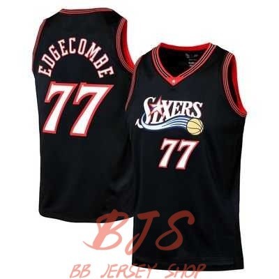 『 Nhấn nóng 』 Mới #77 Áo bóng rổ Edgecombe 76ers Áo đen