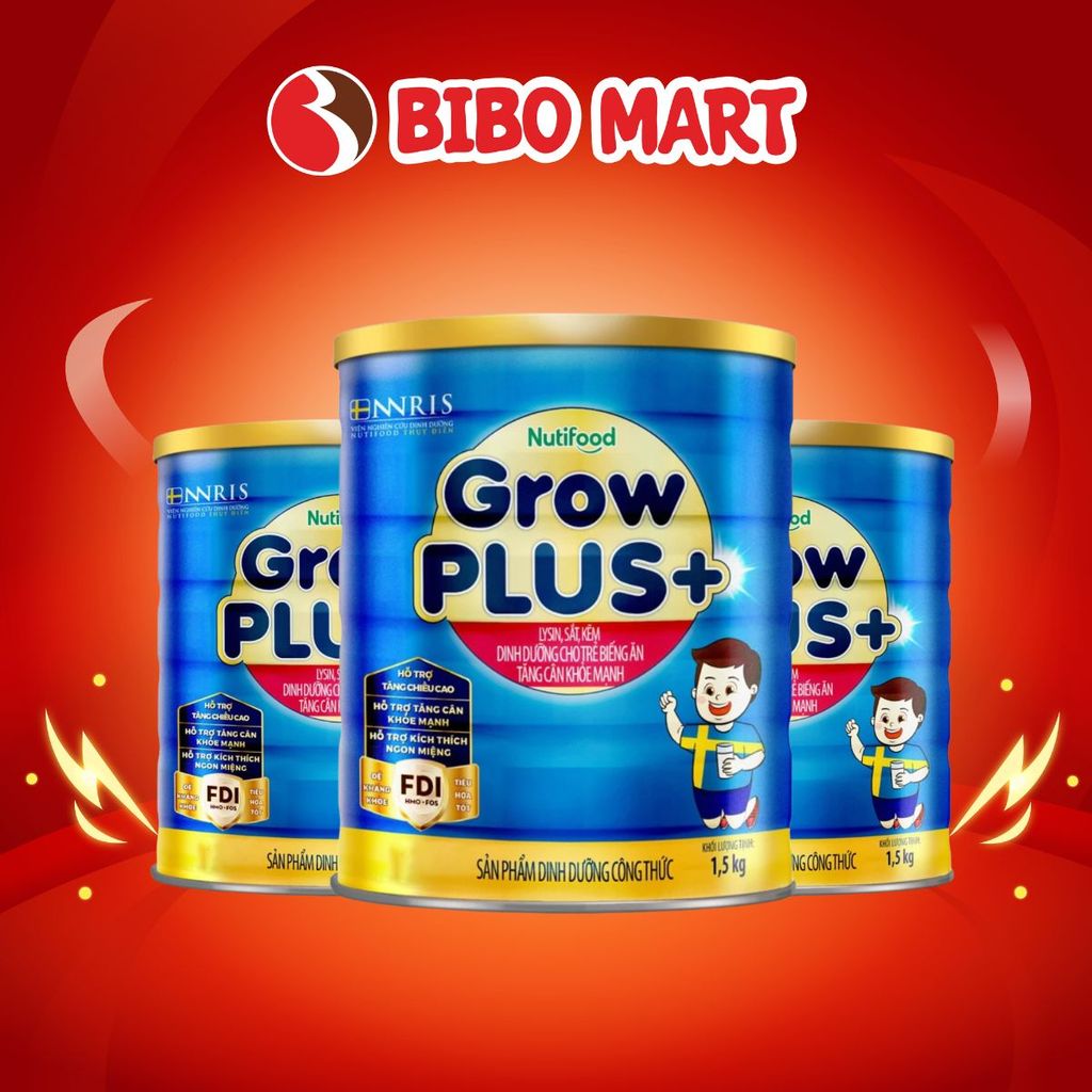 Sữa GrowPLUS+ Xanh 1+ Cho Bé 1-2 Tuổi Hỗ Trợ Trẻ Biếng Ăn Lon 1.5Kg - Bibo Mart