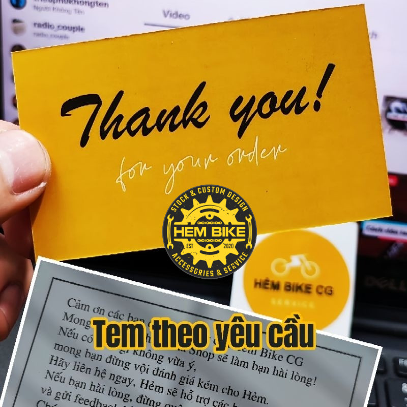 Tem dán vành xe trang trí khung xe theo yêu cầu Hẻm Bike