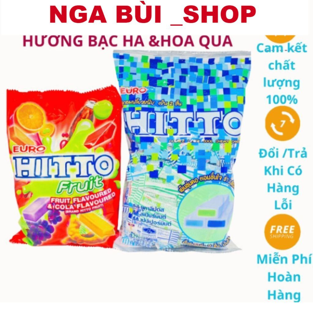 ( GIÁ SỈ ) Kẹo Hitto chuẩn Thái Lan vị bạc hà, hoa quả gói 100 cái, Kẹo mềm Euro Hitto Thái Lan.
