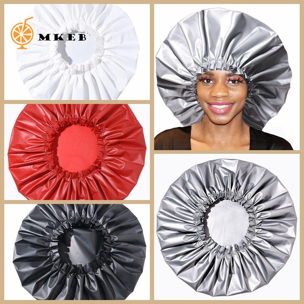 Mũ tắm MKEB, Mũ SPA cỡ lớn EVA, Salon tóc co giãn màu trơn nữ