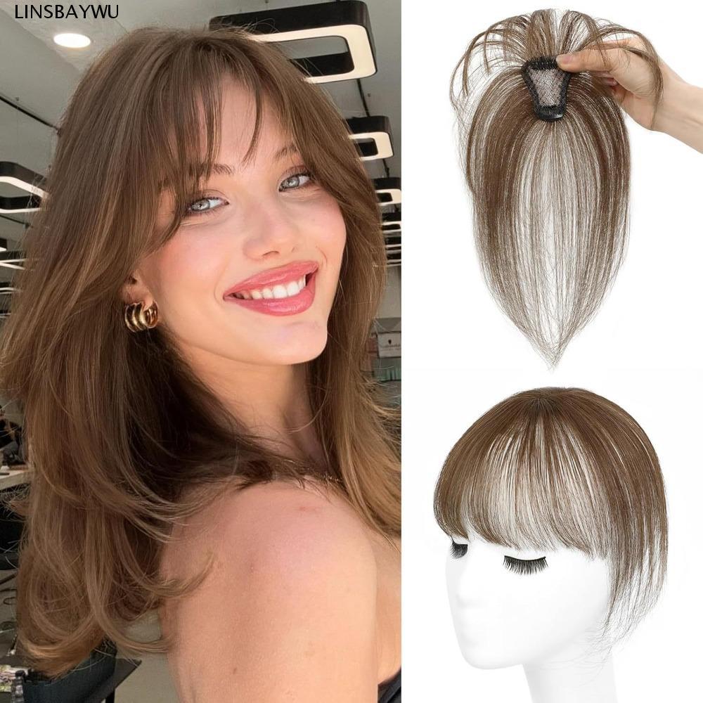 LINSBAYWU Hair Toppers với Fringe 100% tóc thật - Tăng Thể tích Tóc và Tạo Effet Fringe Thời Trang