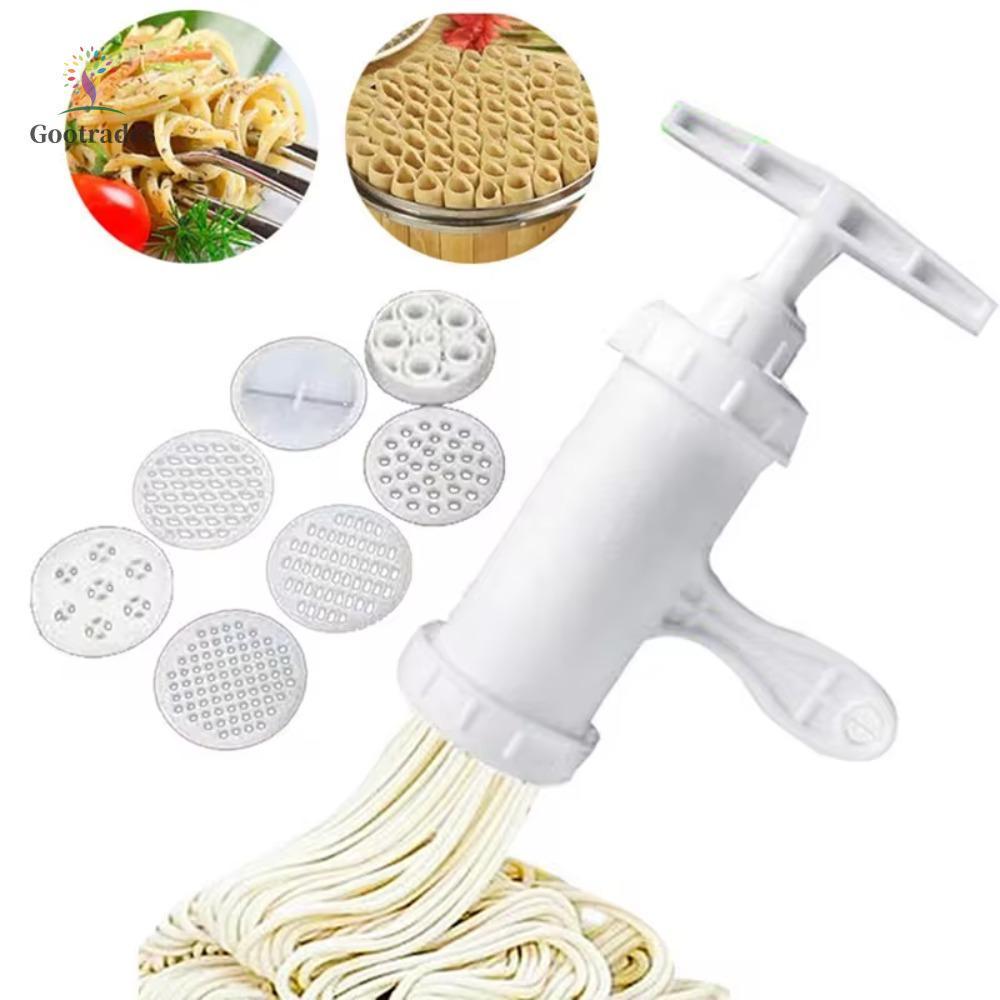Máy làm mì ống GOOTARDES, Màu trắng với 7 khuôn in khác nhau Máy ép mì, Dụng cụ làm bánh mì bằng nhựa gia dụng Nhà bếp Newbie