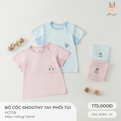 BỘ CỘC TAY VẢI SỢI TRE PHỐI TÚI [ SIÊU MỀM, MÁT, MỊN CO DÃN VÀ THẤM HÚT TỐT] SZ 6/9M - 4Y (HCT08)