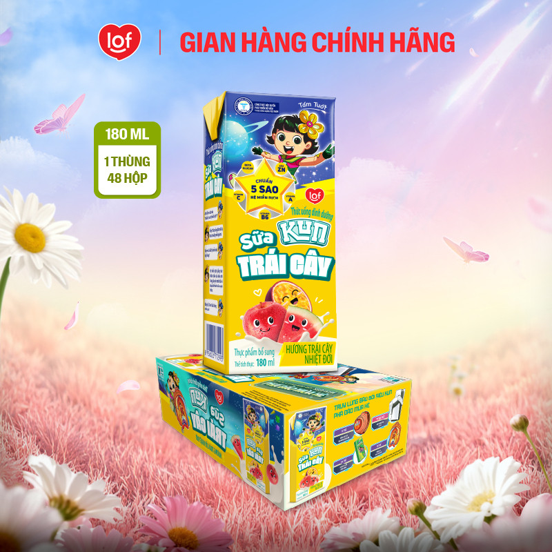 Sữa trái cây KUN vị trái cây thùng 48 hộp x 180ml