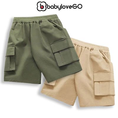Quần đùi cho bé trai BabyloveGO quần short chất liệu kaki đứng form túi hộp rộng rãi thoáng mát KK03