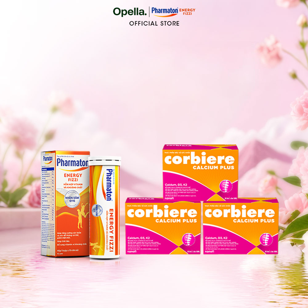 Bộ 1 Thực phẩm bảo vệ sức khỏe Pharmaton Energy Fizzi + 3 Thực phẩm bảo vệ sức khỏe Corbiere Calcium