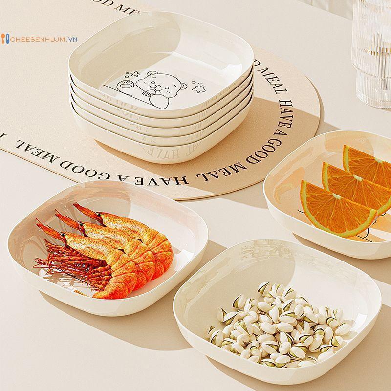 Bộ đĩa nhổ xương hoạt hình Cs Home, Đĩa bàn ăn, Chất liệu nhựa, Đĩa trái cây phòng khách, Đĩa rác VN
