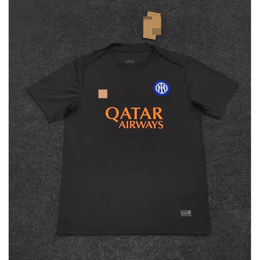 Bộ đồ tập luyện Inter Milan, áo thun ngắn tay bóng đá màu đen, size S-4XL