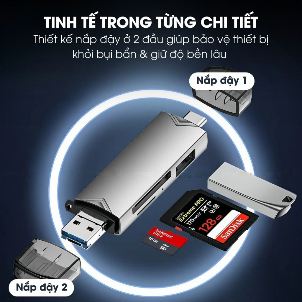 đầu đọc thẻ nhớ Đầu Đọc Thẻ Nhớ Micofi, Đồ Cổng Đọc Thẻ Nhớ Type-C/USB SD Đa Năng USB 3.0 Micro Card