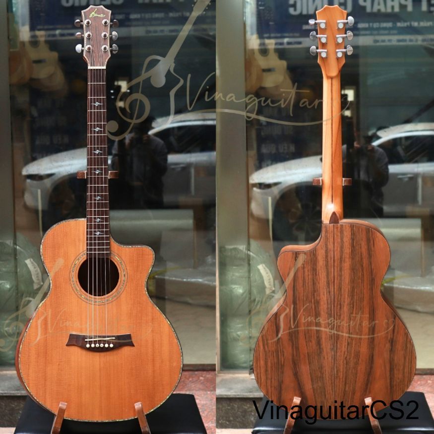 Đàn Guitar Acoustic Cũ Vinaguitar Gỗ Trắc – Dây Cao Cấp, Âm Thanh Hay | Ngoại Hình 98–99%