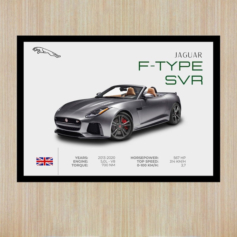 Jaguar F Loại SVR Poster Canvas In Xe Áp Phích Siêu Xe Áp Phích Jaguar Poster Xe Trang Trí Nhà Poste