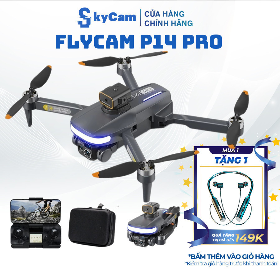 Flycam P14 Pro, flycam giá rẻ Động Cơ Không Chổi Than, tránh va chạm, hợp với người mới chơi