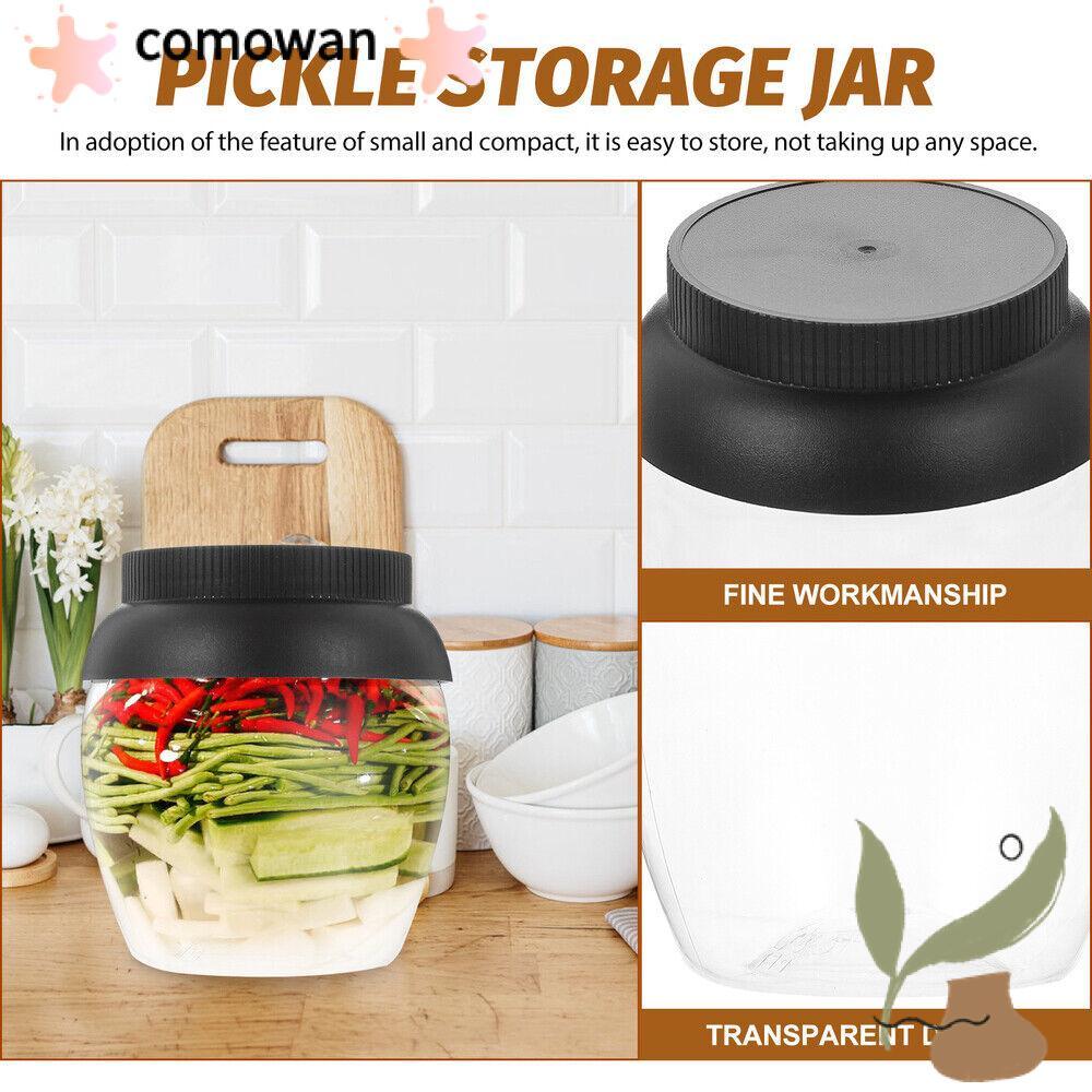 COMOWAN Kimchi Bao Bì Lon, PET Seal Nhựa Pickle Jar, Dung Tích 450ML Trong Suốt Có Nắp Chai Bảo Quản