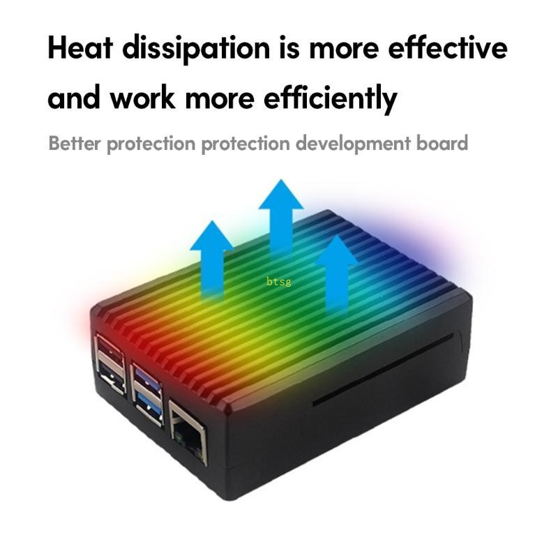 Btsg Vỏ Kim Loại Cho 4 Model 4B Hộp Làm Mát Tản Nhiệt Cho Mô Đun Pi 4B Hợp Kim Nhôm