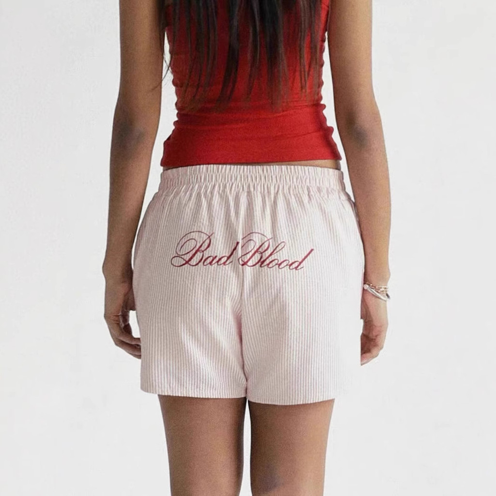 WPWU badblood Hot girl striped sports shorts, women's beach shorts, knee-length shorts, hot pants