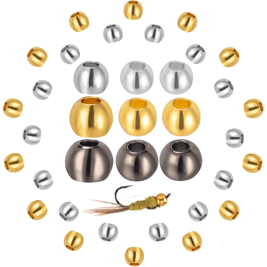 75 hạt buộc ruồi để câu cá, 2.0mm (#18-20 Móc) / 2.4mm (#16-18 Móc) / 3.2mm (#10-12 Móc) Hạt bóng tr