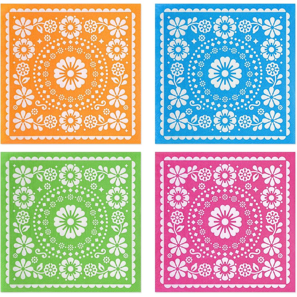 100 Chiếc Fiesta Mexico Khăn Ăn Giấy Cinco de Mayo Dùng Một Lần Khăn Ăn Tiệc 6.5 x 6.5 Inch Fiestas 