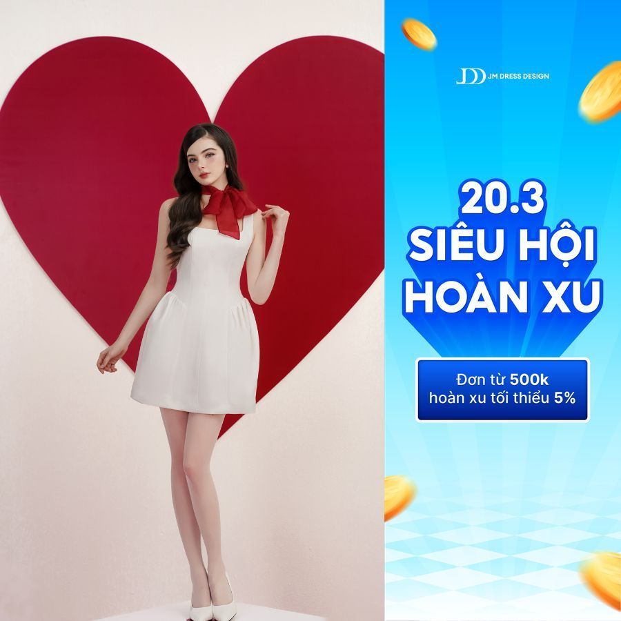 Đầm cổ U bổ thân nhún hông 1S11.2501K, váy 2 dây cổ vuông bồng xòe tôn dáng thiết kế bởi JM Dress De