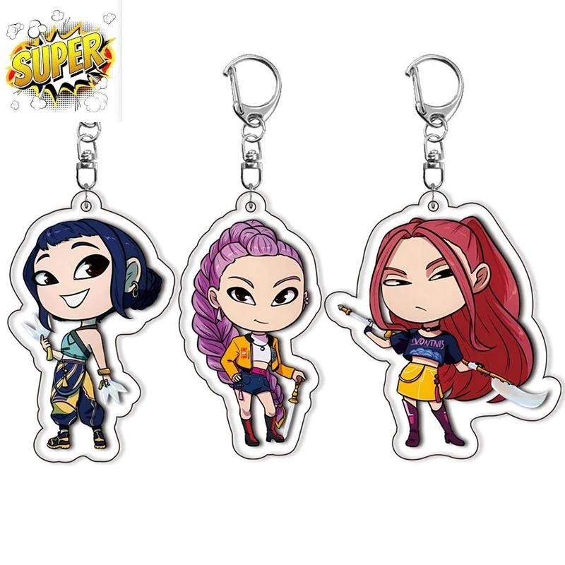 Kpop Demon Hunters Huntrix Keychains Cartoon Figure Rumi Zoey Mira Pendant Car Key Rings Bag Accesso